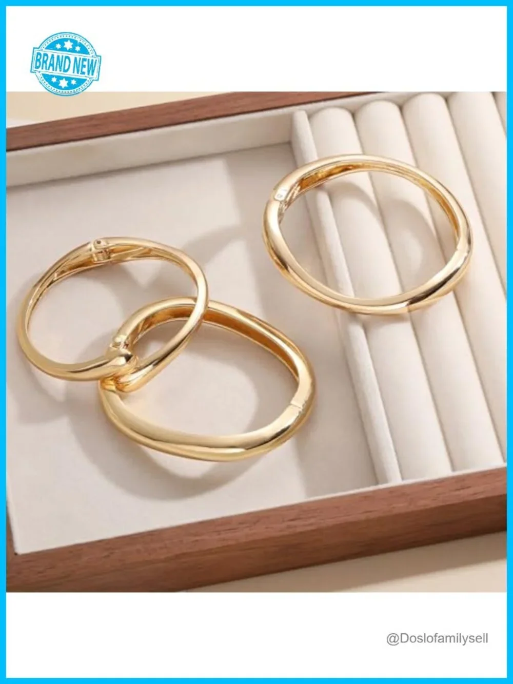 3Pcs Chunky Gold Bangle Bracelets Set, Alloy Steel Gold Plated Stackable Cuff